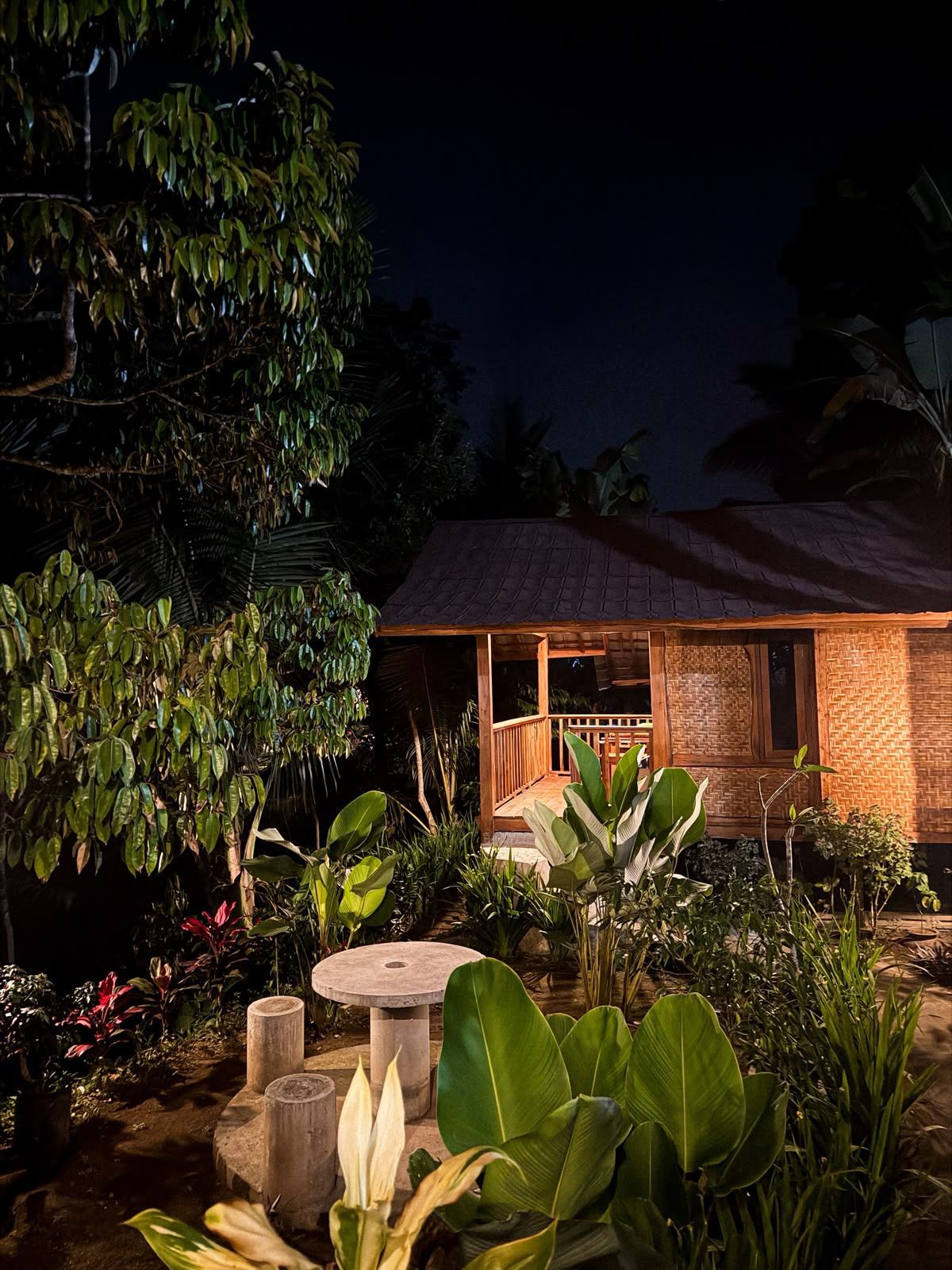 The bungalow at night