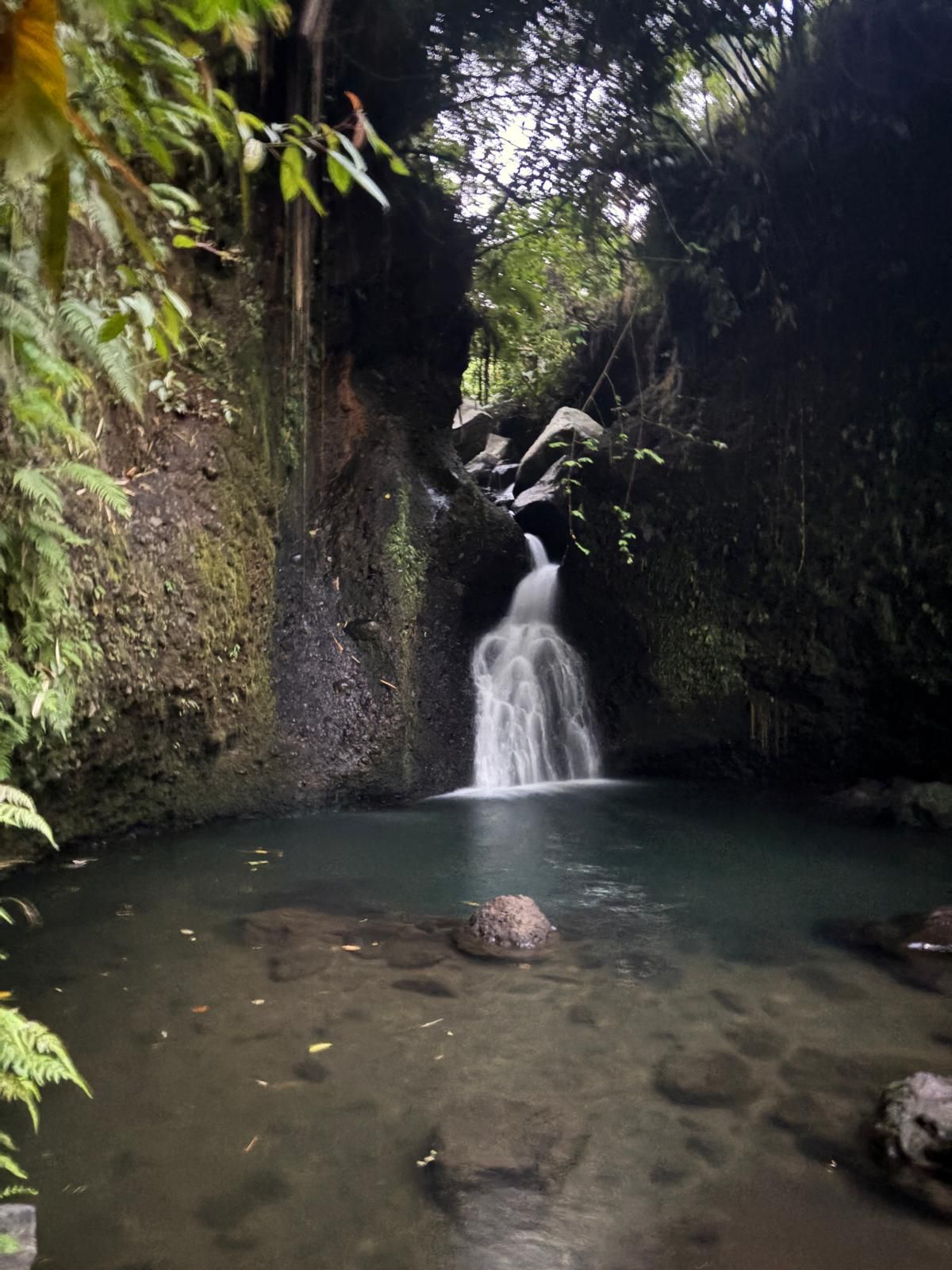 The waterfall close to the house